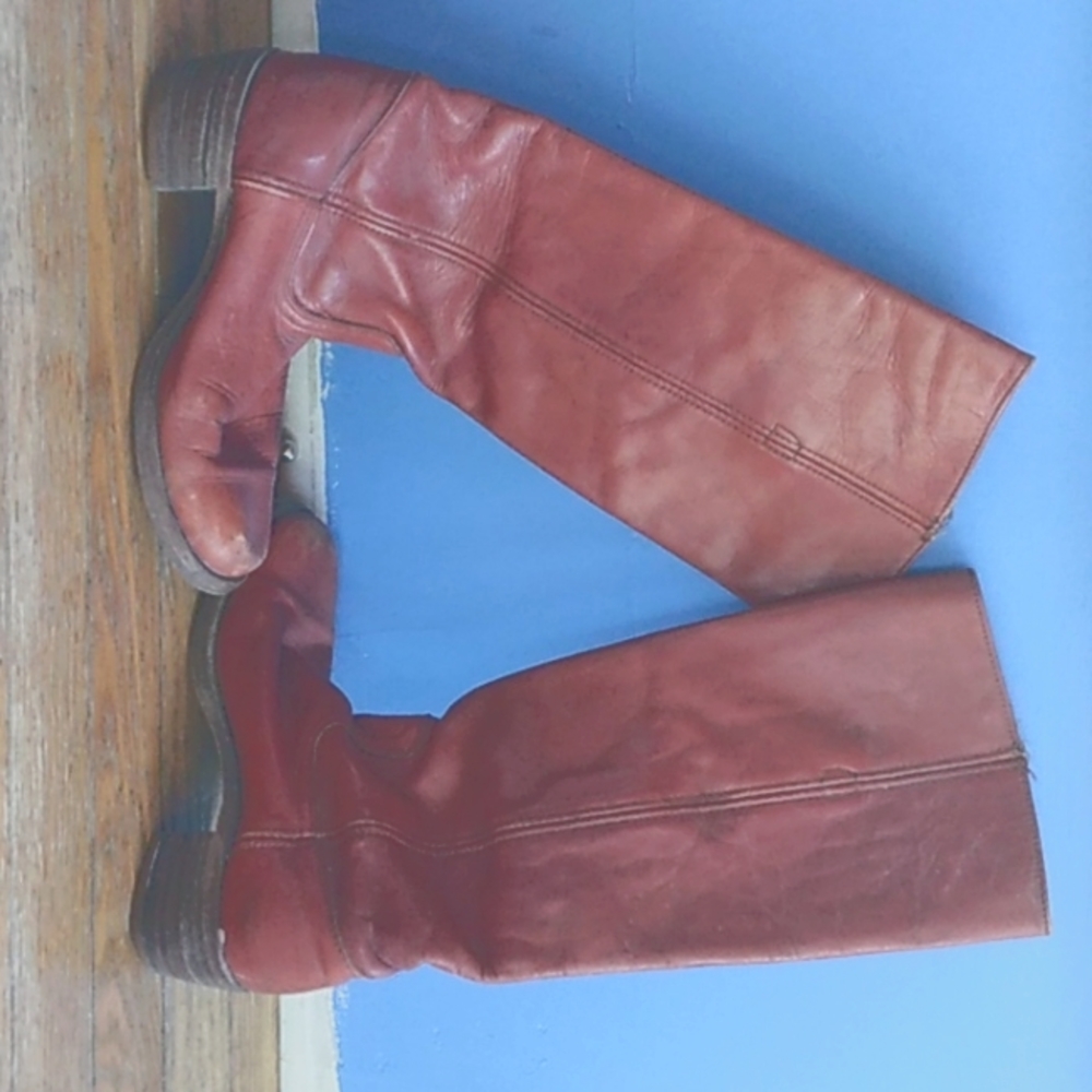 Vintage red leather boots